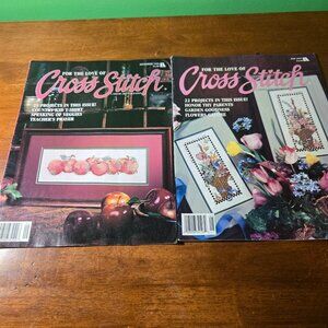 For the Love of Cross Stitch Leisure Arts Vintage 96, 97 lot of 2 Apples